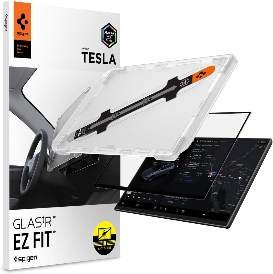 Spigen Glas.TR EZ Fit matte screen protector for Tesla Model Y 2026 16-inch front display